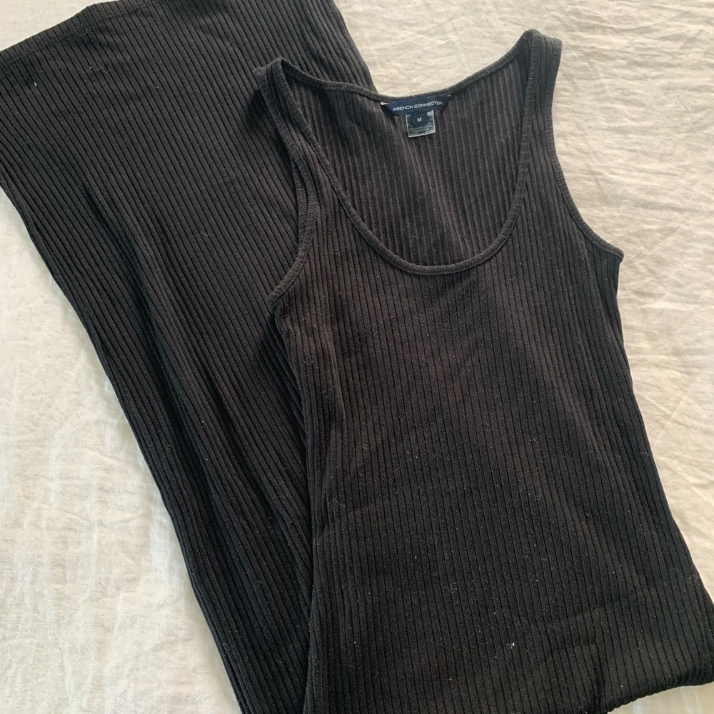 French Connection Black Ribbed Maxi Dress